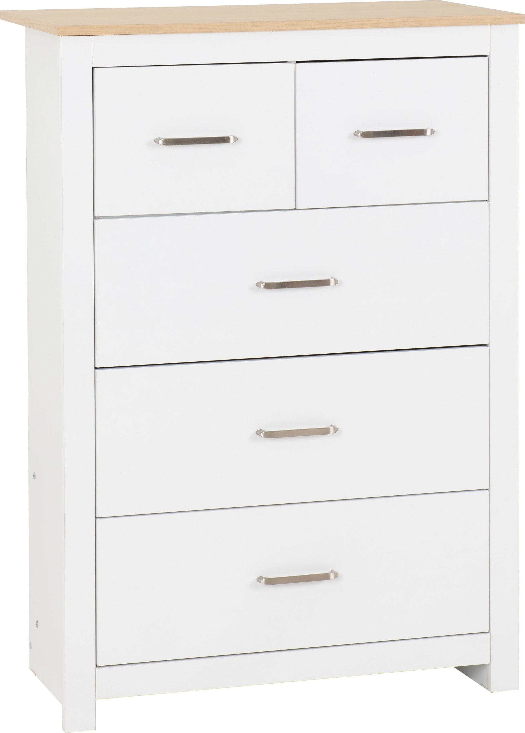 PORTLAND 3+2 DRAWER CHEST - WHITE/OAK EFFECT